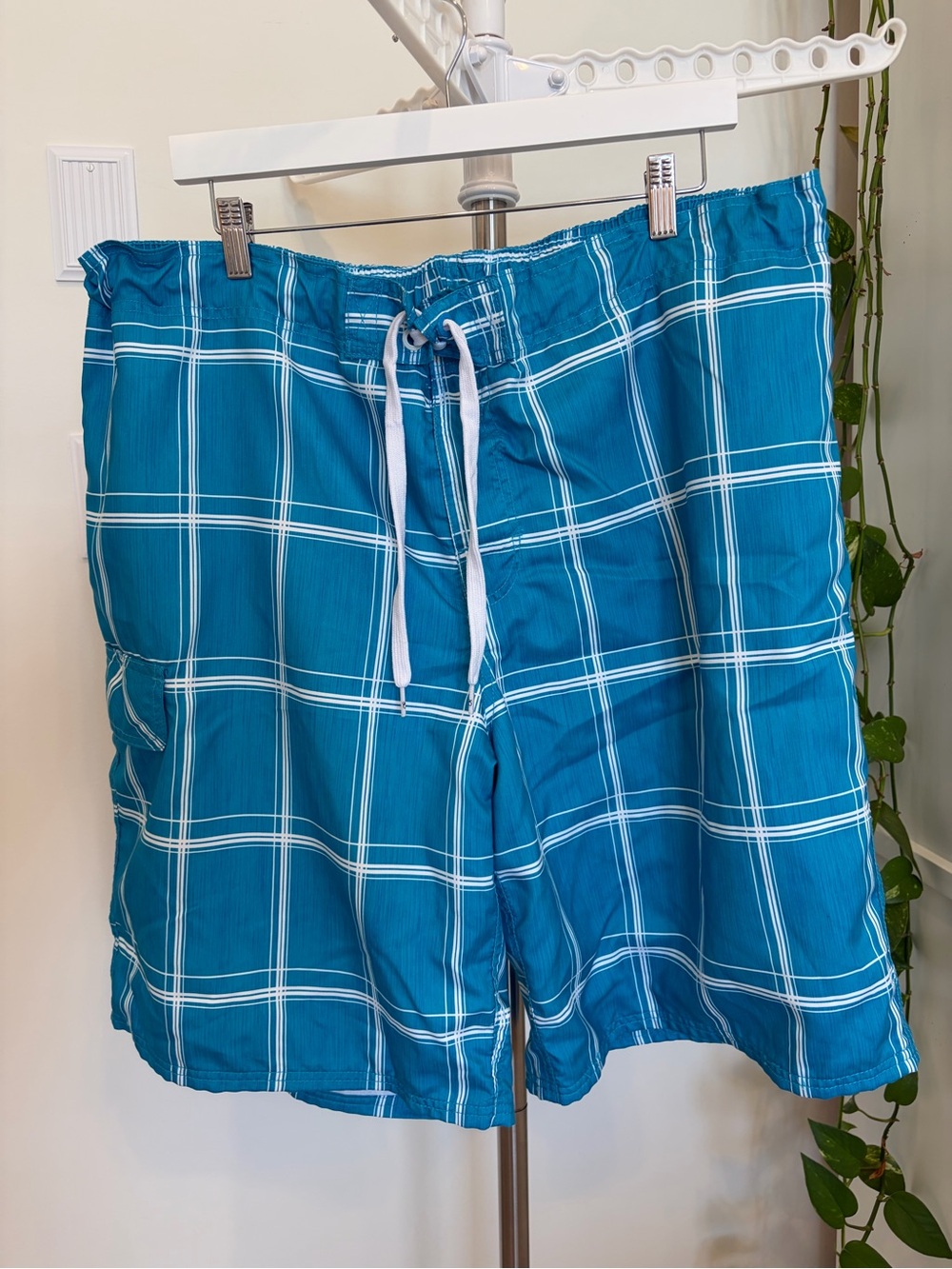 OP Men's Teal Plaid Board Shorts